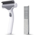 Generico Undercoat Rake For Dogs With Metal Comb Stainless Steel Teeth Pet Dematting Tool And Deshedding Brush For Cats And Dogs White