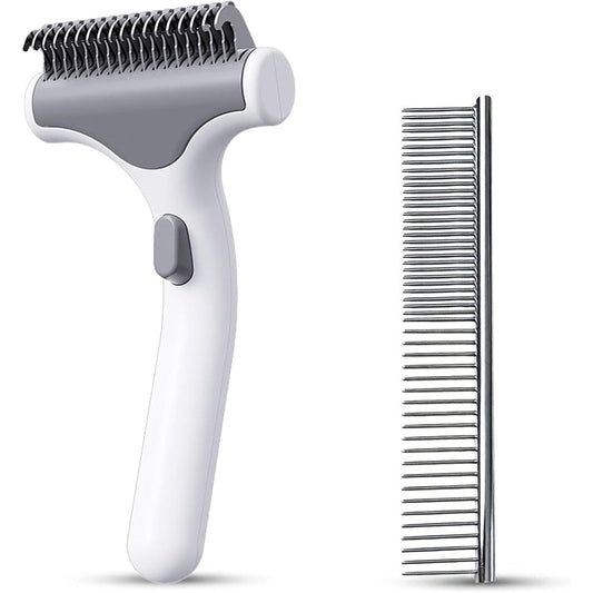 Generico Undercoat Rake For Dogs With Metal Comb Stainless Steel Teeth Pet Dematting Tool And Deshedding Brush For Cats And Dogs White