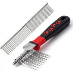 QUMY Dog Comb For Dematting Stainless Steel Pet Grooming Rake Comb For Removing Matted Hair Pack Of 1