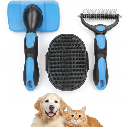 Emily Pets Double Sided Dematting Comb For Dogs And Cats Hurtless Shedding Deshedding Undercoat Rake Portable Pet Grooming Brush Blue
