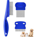 Brillirare 3 Pack Dog Grooming Comb Set Stainless Steel Flea Lice Pet Combs And Professional Metal Tear Stain Remover Dematting Tool
