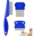 Brillirare 3 Pack Dog Grooming Comb Set Stainless Steel Flea Lice Pet Combs And Professional Metal Tear Stain Remover Dematting Tool