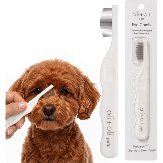Ali+Oli Pets Eye Comb For Dogs And Cats Fine Tooth Tear Stain Remover Face Grooming Comb For Removing Eye Gunk Debris And Dried Mucus Pack Of One