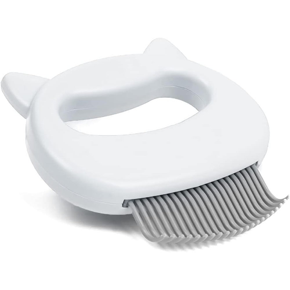 Leo's Paw The Original Pet Hair Removal Massaging Shell Comb Soft Deshedding Brush For Cats And Dogs White Color One Count