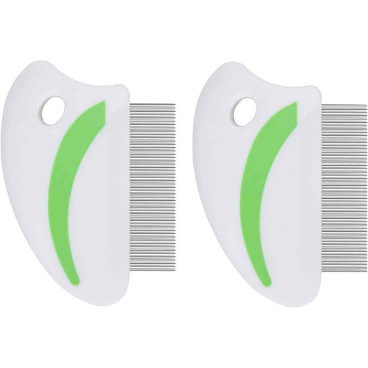 Brillirare Pack Of Two Flea And Lice Combs With Stainless Steel Rounded Teeth For Dog And Cat Grooming