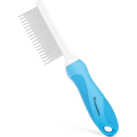 Freshly Bailey Grooming Comb For Long And Curly Hair Dual Length Stainless Steel Pet Detangler Brush For Dogs And Cats