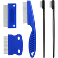 Boao 5 Piece Dog Eye Combs And Tear Stain Remover Set With Stainless Steel Teeth For Gentle Pet Grooming Blue And Black