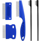 Boao 5 Piece Dog Eye Combs And Tear Stain Remover Set With Stainless Steel Teeth For Gentle Pet Grooming Blue And Black