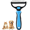 Rovia Dematting Comb And Undercoat Rake Pet Brush For Long Hair Deshedding Dog And Cat Grooming Tool For Thick Coats Blue Large