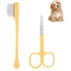 22Wenbeseung 2 Pack Pet Eye Comb And Stainless Steel Round Tip Scissors Set For Small Dogs And Cats Tear Stain And Face Grooming
