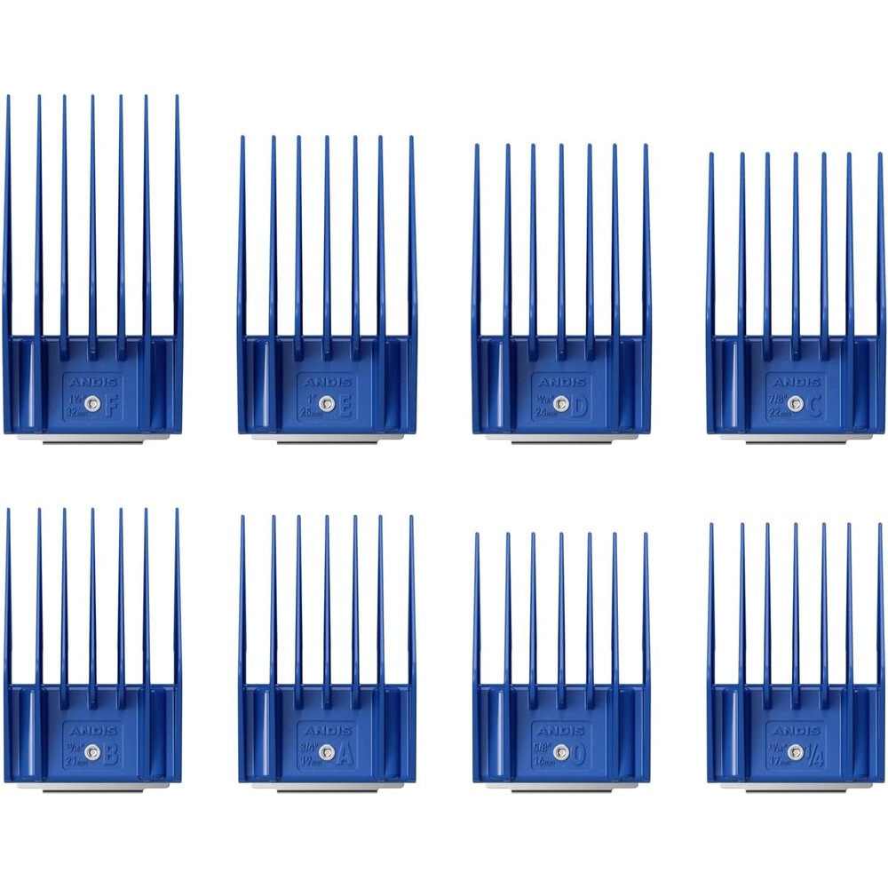 Andis 13105 8 Piece Universal Attachment Snap On Comb Set Large Sizes 5 By 8 Inch To 1 And 1 By 4 Inch For Professional Dog Grooming
