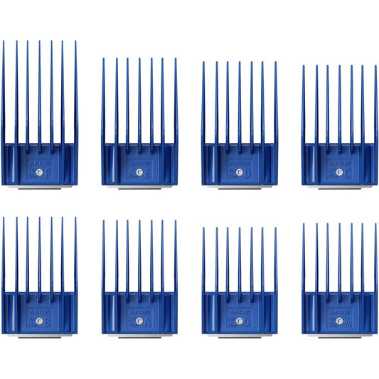 Andis 13105 8 Piece Universal Attachment Snap On Comb Set Large Sizes 5 By 8 Inch To 1 And 1 By 4 Inch For Professional Dog Grooming