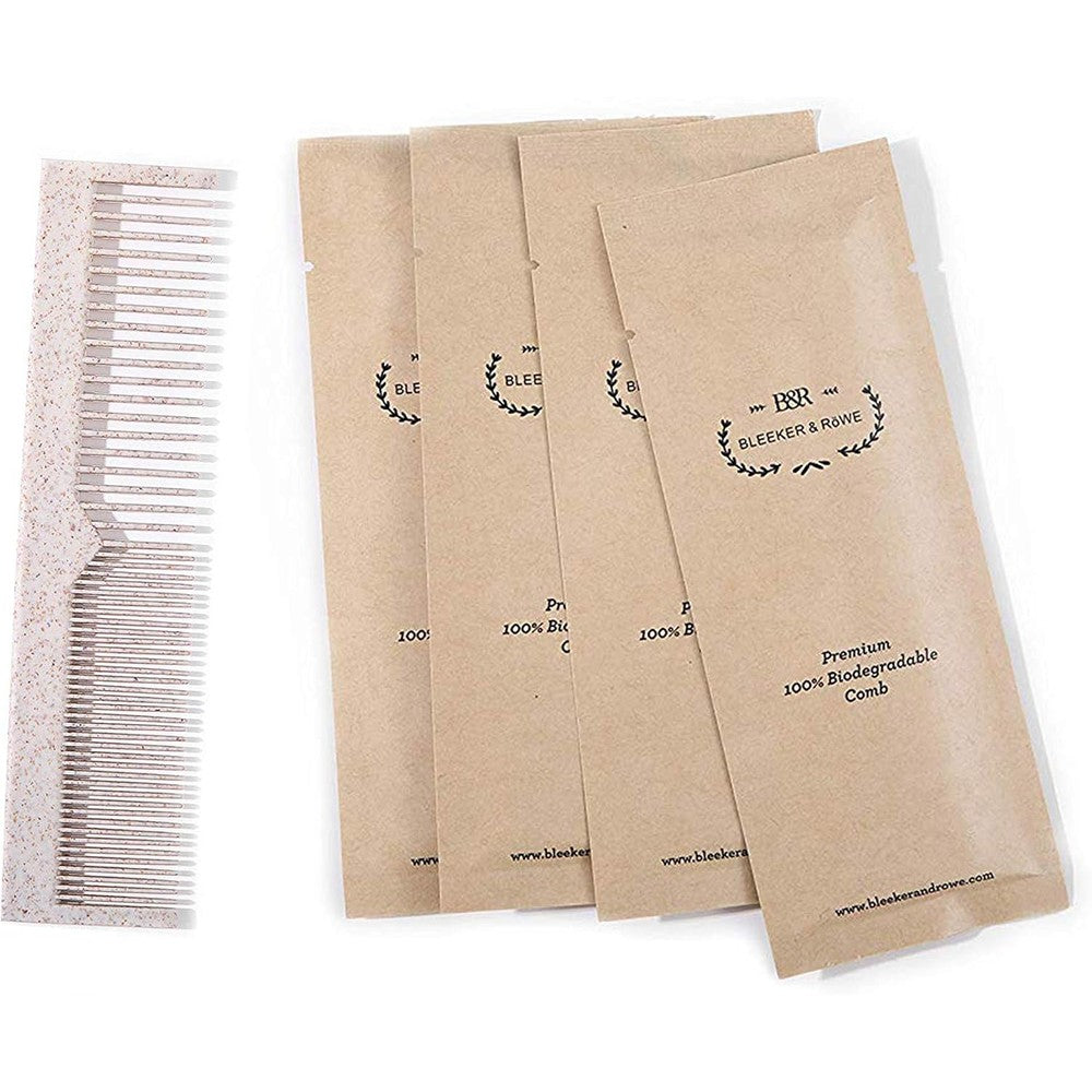Bleeker And Rowe One Hundred Percent Biodegradable Corn Husk Combs Individually Wrapped Eco Friendly Hair And Pet Grooming Combs Pack Of 15