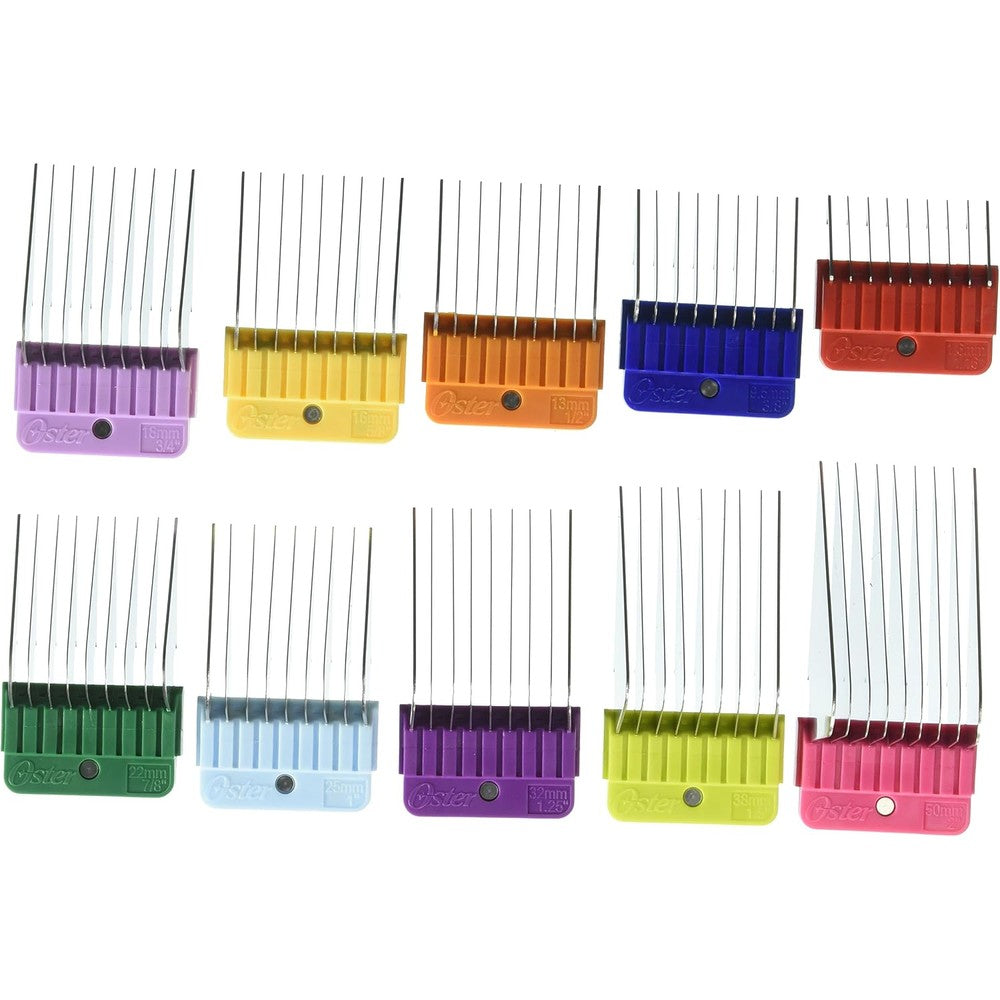 Oster Stainless Steel 10 Piece Metal Pet Clipper Guide Comb Kit For Detachable Blades