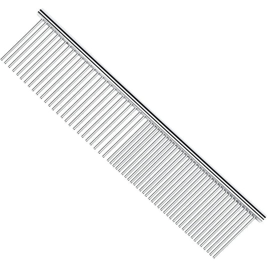 PETTOM Stainless Steel Pet Grooming Comb Poodle Finishing Butter Comb With Rounded Ends For Dogs And Cats Silver 7.5 Inch