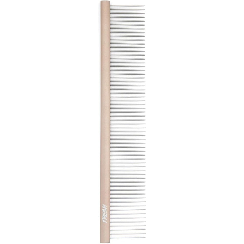 Fresh Ultra Wide XL Metal Pet Comb With Oval Aluminum Handle, Wide Tooth Spacing, Professional Dog Grooming Tool For Tangles And Mats, 9.75 Inch