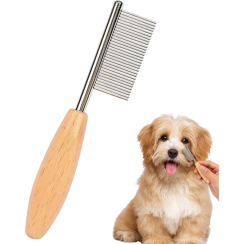 Hop Home Of Paws Small Dog And Cat Facial And Eye Care Grooming Tool With Wooden Handle For Tear Stain And Debris Removal