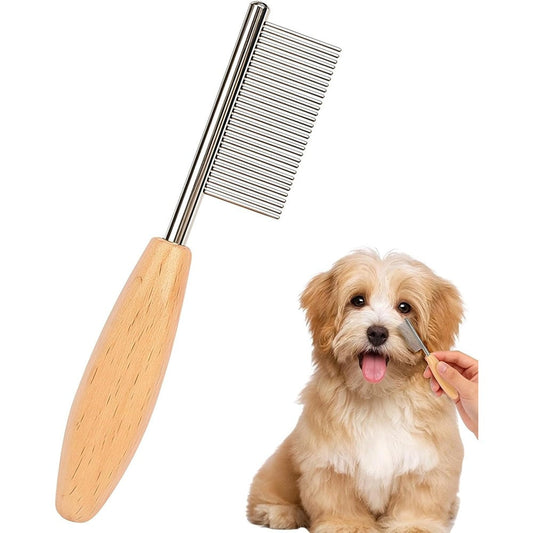 Hop Home Of Paws Small Dog And Cat Facial And Eye Care Grooming Tool With Wooden Handle For Tear Stain And Debris Removal