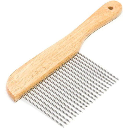Ryans Pet Supplies Paw Brothers Extra Long Poodle Comb for Dogs Professional Grade Stainless Steel Teeth Grooming Brush Wooden Ergonomic Handle