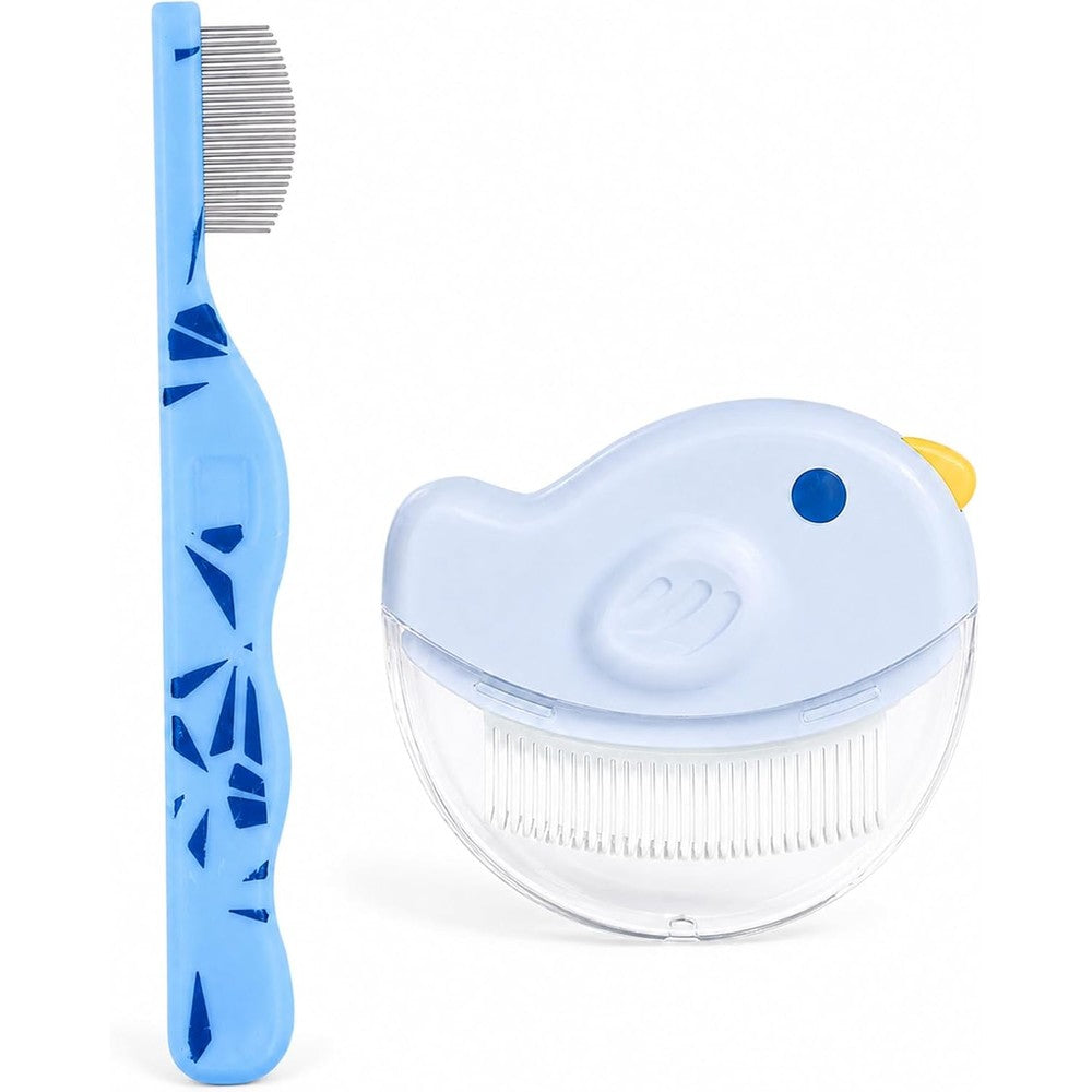 Petobey 2 Pack Pet Eye Face Comb Set For Dogs And Cats Fine Tooth Tear Stain Remover And Deshedding Massage Tool For Small Pets Blue