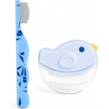 Petobey 2 Pack Pet Eye Face Comb Set For Dogs And Cats Fine Tooth Tear Stain Remover And Deshedding Massage Tool For Small Pets Blue