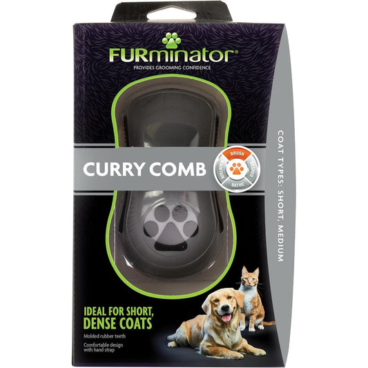 FURminator Curry Comb Grooming Brush For Dogs And Cats With Short And Medium Coats Molded Rubber Teeth Shedding Brush One Count
