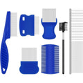 Wrw 7 Pack Stainless Steel Pet Grooming Comb Set For Dogs And Cats With Tear Stain Remover And Flea Removal Tools