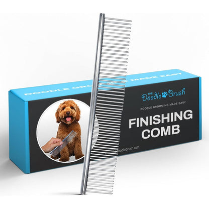 The Doodle Brush Large Stainless Steel Dog Grooming Comb For Finishing And Dematting Long Hair Poodles And Labradoodles