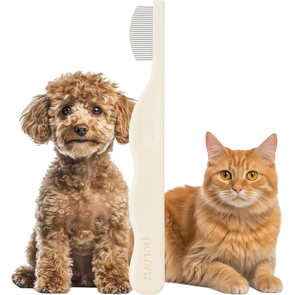 Petora Brush On Me Gentle Facial And Eye Comb For Dogs And Cats With Rounded Tips And Ergonomic Grip For Effective Tear Stain Removal