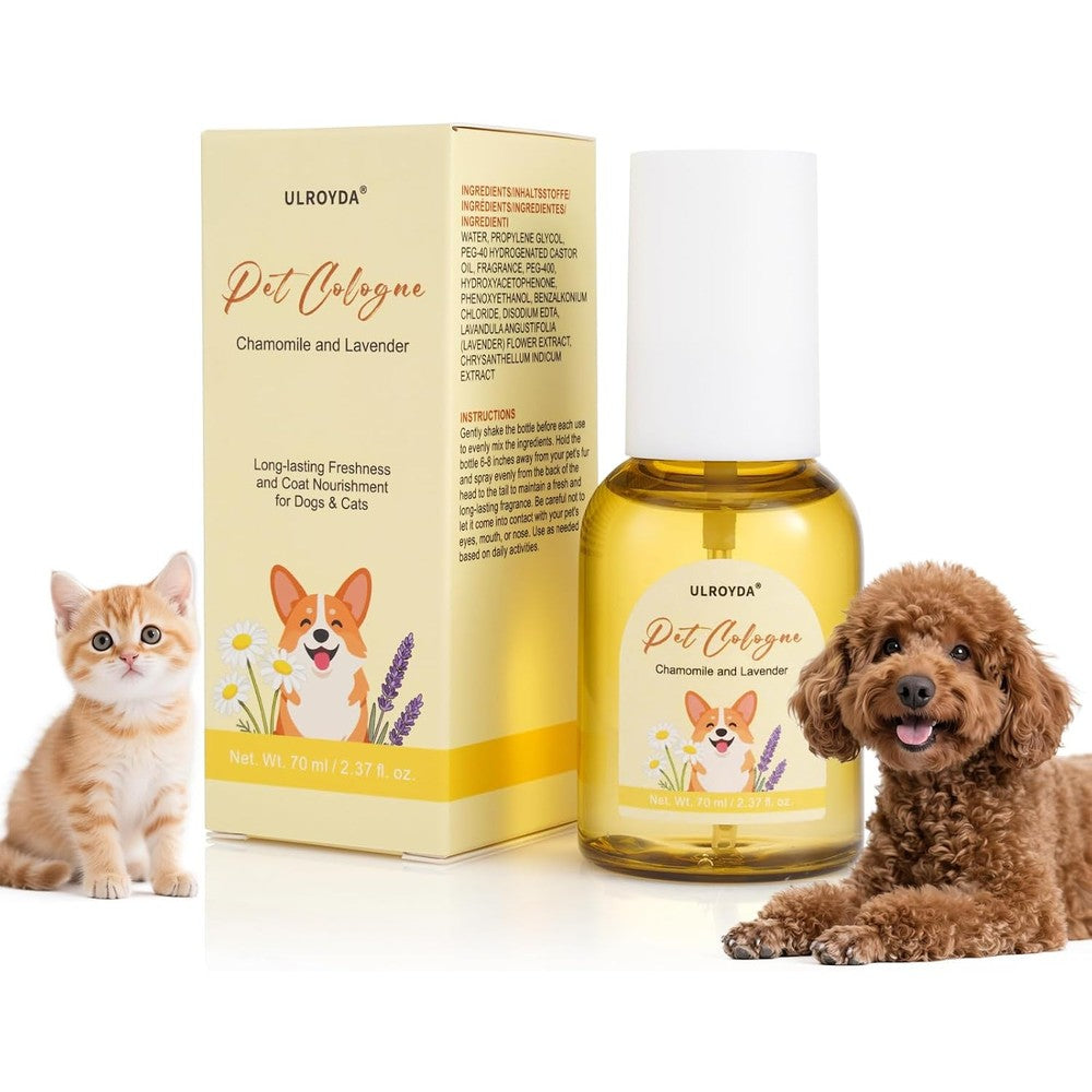 Ulroyda Calming Dog Cologne Spray Long Lasting Natural Lavender Pet Perfume For Anxiety Relief Alcohol Free And Hypoallergenic 2.37 Fluid Ounce