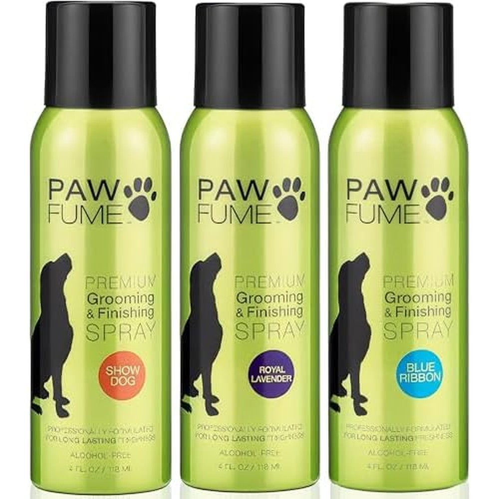 Paw Fume Dog Deodorizing Spray Bundle Premium Pet Cologne And Odor Eliminator Set In Show Dog Blue Ribbon And Royal Lavender Four Fluid Ounces
