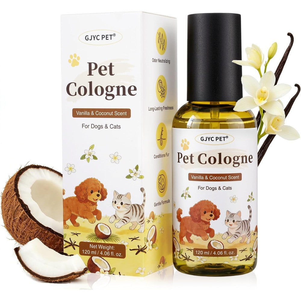Ulroyda Dog Perfume And Cologne Spray Long Lasting Alcohol Free Deodorizing Grooming Mist Vanilla Coconut Scent For Dogs And Cats 4.06 Fluid Ounces