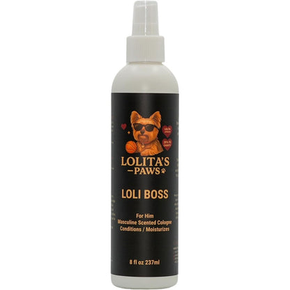 Lolita's Paws Loli Boss Masculine Dog Cologne Deodorizing Pet Spray For Him Conditions And Moisturizes Coat 8 Ounce