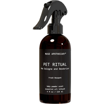 Muse Apothecary Pet Ritual Pet Cologne Spray for Dogs Essential Oils Infused Deodorizer Fresh Bouquet 4 Fluid Ounces