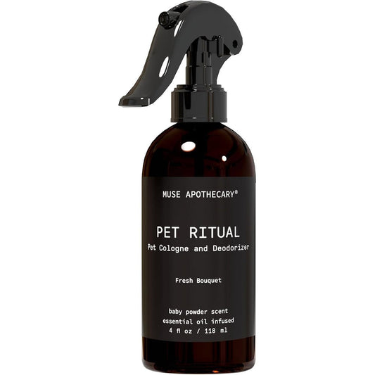 Muse Apothecary Pet Ritual Pet Cologne Spray for Dogs Essential Oils Infused Deodorizer Fresh Bouquet 4 Fluid Ounces