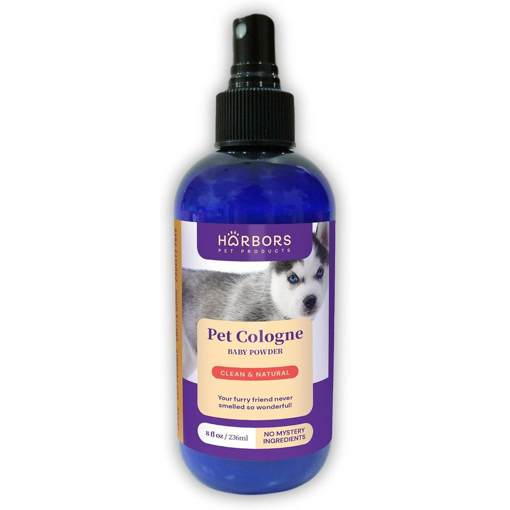 Harbor's Pet Products Pet Cologne Deodorizing And Conditioning Spray Safe For Sensitive Skin Baby Powder Scent Eight Fluid Ounce
