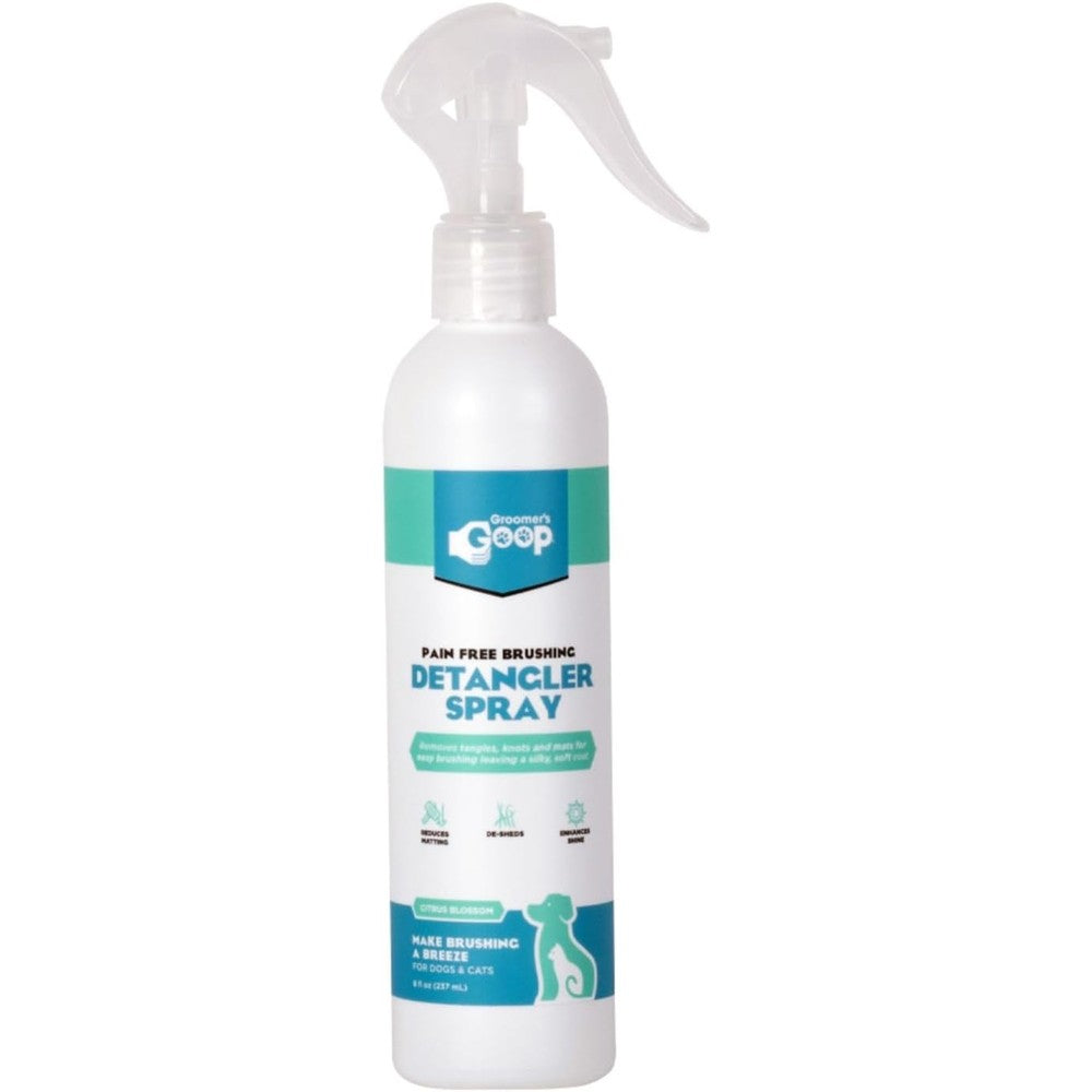 Groomer's GOOP Pain Free Brushing Detangler Spray Tangle Reducing Leave In Conditioner Formula For Dogs And Cats Dye Free 8 Ounce Bottle