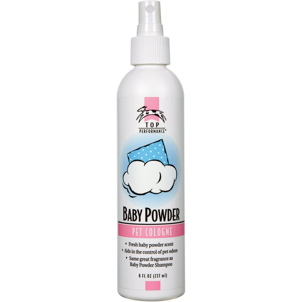 Top Performance Baby Powder Pet Cologne Long Lasting Odor Control Deodorizing Grooming Spray For Dogs And Cats Eight Ounce Bottle