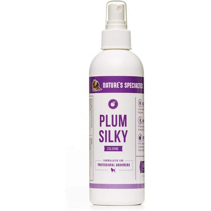 Nature's Specialties Plum Silky Dog Cologne For Pets Professional Grooming Finishing Spray Scented Deodorizer Made In USA 8 Fluid Ounce