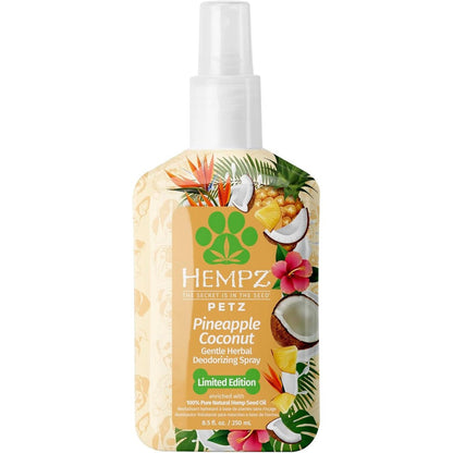 Hempz Petz Limited Edition Tropical Pineapple Coconut Gentle Herbal Deodorizing Spray Dog Cologne 8.5 Ounces