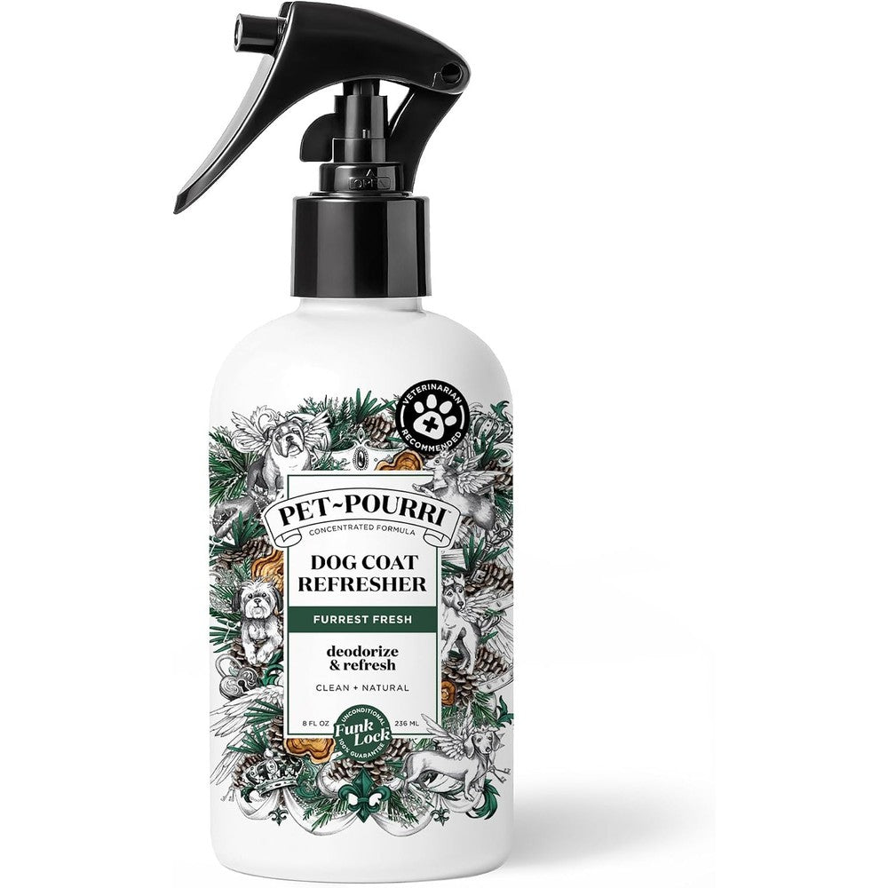 Poo-Pourri Furrest Fresh Dog Deodorizing Spray And Grooming Perfume For Dog Coat With Fir Amber And Cedarwood Scent 8 Fluid Ounce
