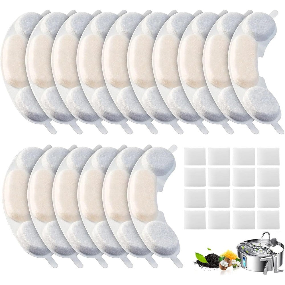 BTRSOLUS 16 Pack Pet Water Fountain Filters And Sponges Compatible With Smartoo 7 Liter Stainless Steel Dog Water Fountain