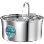 Fofnon Stainless Steel Cat Water Fountain 3.2 Liter 108 Fluid Ounce Automatic Pet Drinking Fountain With LED Light And Filtration System
