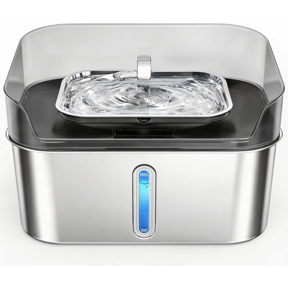 Sharlovy Stainless Steel Pet Water Fountain For Large Dogs And Cats 8 Liter 2.1 Gallon Automatic Water Dispenser With Ultra Quiet Pump