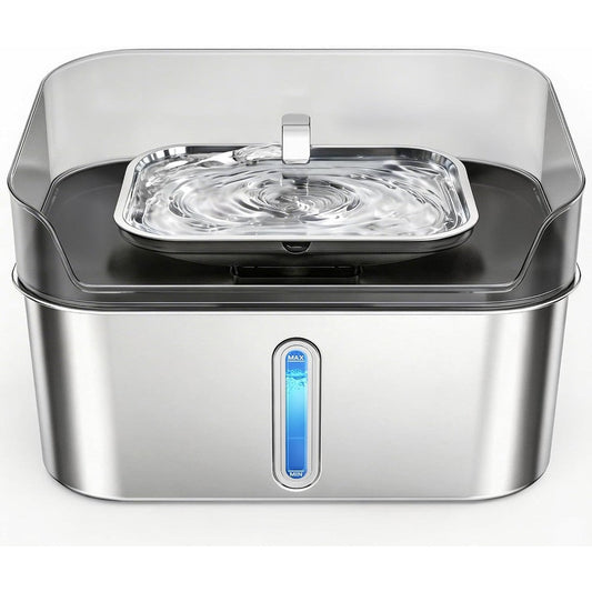 Sharlovy Stainless Steel Pet Water Fountain For Large Dogs And Cats 8 Liter 2.1 Gallon Automatic Water Dispenser With Ultra Quiet Pump