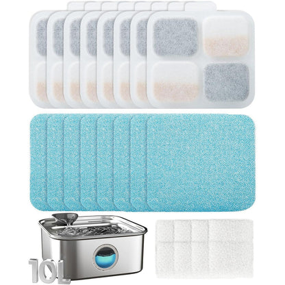 Oneisall 8 Set Replacement Filters For PW07SAU 10 Liter 2.64 Gallon Stainless Steel Dog Water Fountain