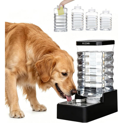 Rizzari 10 Liter Large Capacity Gravity Dog Water Dispenser With Triple Filtration System And Stainless Steel Bowl For Large Dogs