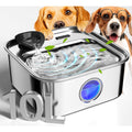 Oneisall 10 Liter Stainless Steel Dog Water Fountain For Large Dogs With Triple Filtration System And Visual Water Window Level Indicator