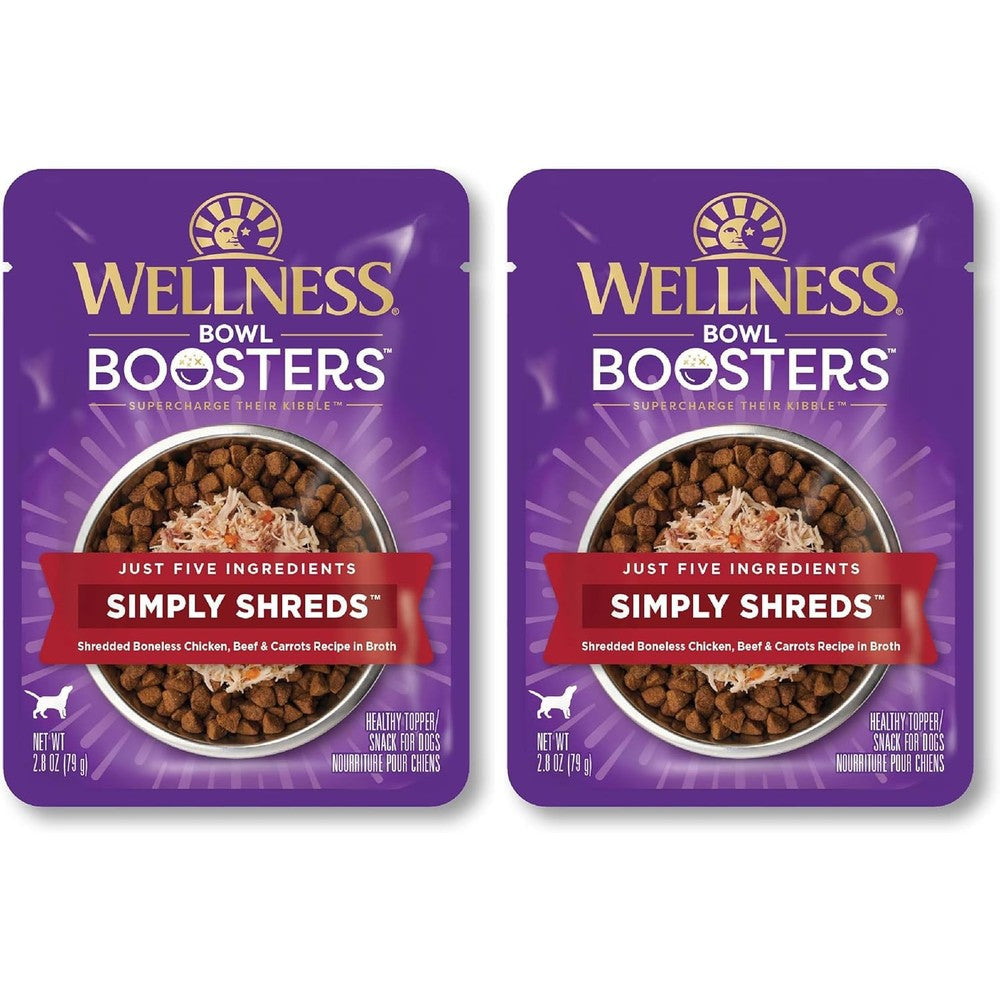 Wellness Signature Selects Bowl Boosters Simply Shreds Grain Free Wet Dog Food Topper Chicken Beef And Carrots Two Point Eight Ounce Pouch Pack Of ...