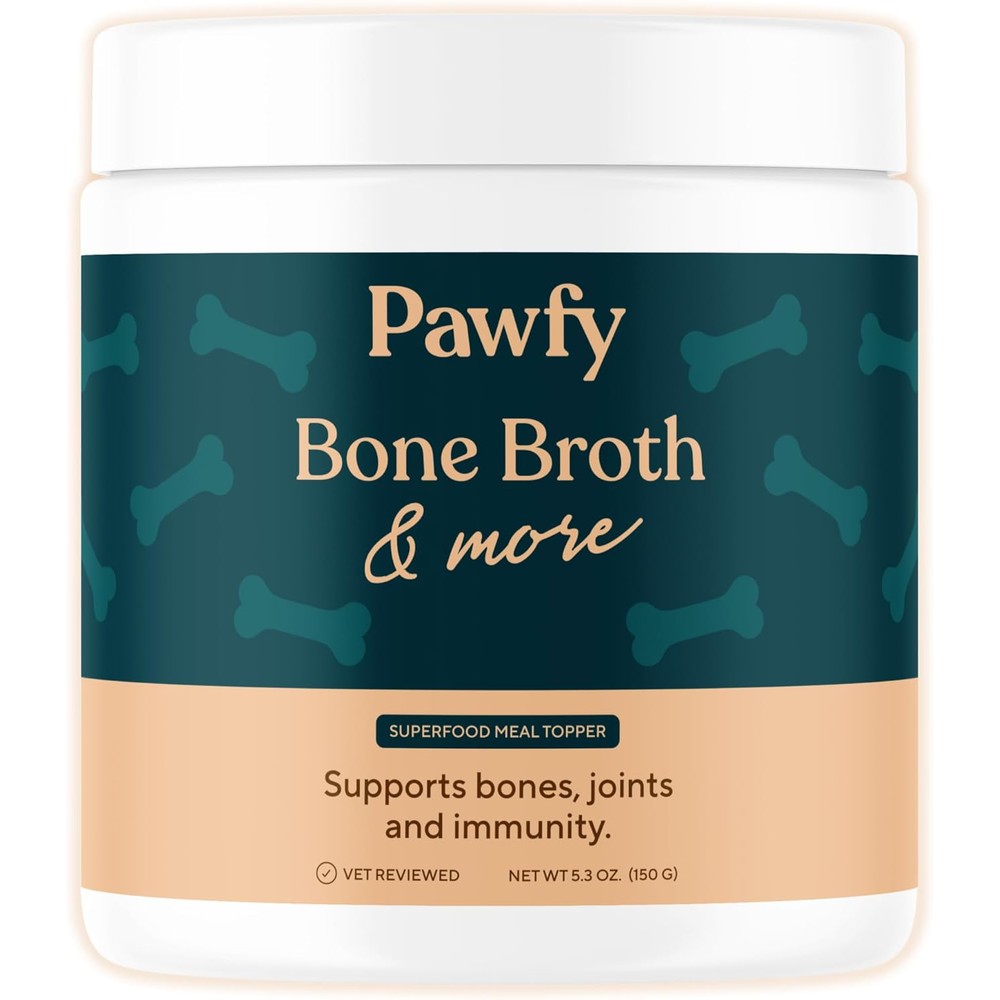 Pawfy Bone Broth For Dogs Chicken Flavor Seasoning Powder With Collagen For Joint Support And Digestion Gravy Topper Five Point Three Ounce